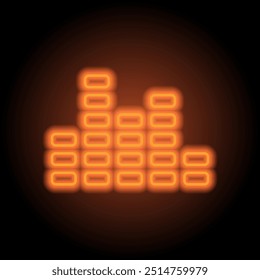 Equalizer simple icon. Flat design. Orange neon on black background.ai