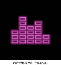 Equalizer simple icon, vector. Flat desing. Purple neon on black background.ai