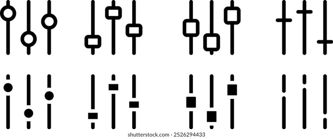 Equalizer Slider icon. Volume controller symbols collection.