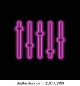 Equalizer, slider simple icon. Flat desing. Purple neon on black background.ai