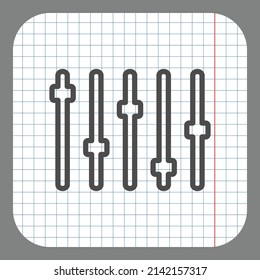 Equalizer slider simple icon. Flat desing. On graph paper. Grey background.ai