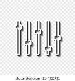 Equalizer slider simple icon. Flat desing. White with shadow on transparent grid.ai