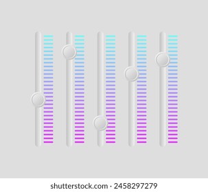 Equalizer Sliders. Volume Control Icon Set. Flat Style. Vector icons