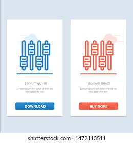 Equalizer, Sound, Audio, Volume  Blue and Red Download and Buy Now web Widget Card Template