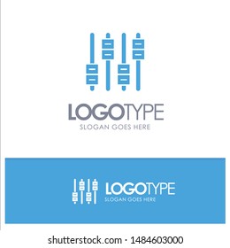 Equalizer, Sound, Audio, Volume Blue Solid Logo with place for tagline. Vector Icon Template background