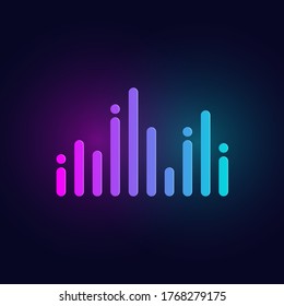 Equalizer sound audio wave laser light multicolor logo flat design icon isolated on dark blue background vector illustration.