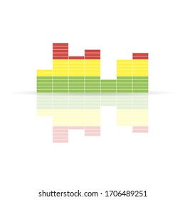 Equalizer sound frequencies with shadow and reflection