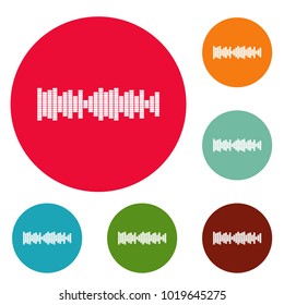 Equalizer sound icons circle set vector isolated on white background