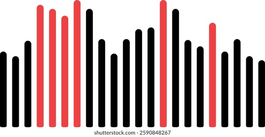 equalizer or sound wave stripes black and red, no background