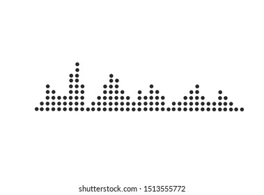 Equalizer of sound waves. Modern vector illustration. Abstract vector element for music design with equalizer. Dynamic line with dots.
