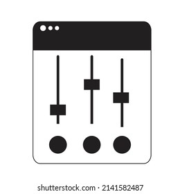 La pestaña del ecualizador en color blanco y negro - depuración de interfaz gráfica - vector 