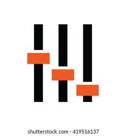 Equalizer vector icon. Orange buttons