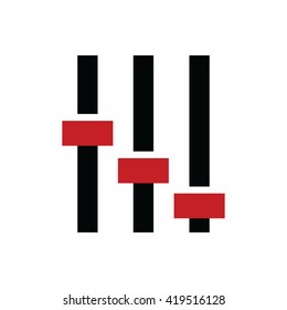 Equalizer vector icon. Red buttons