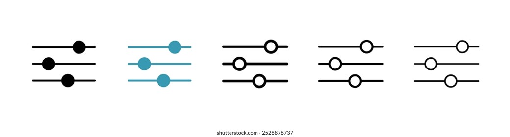Equalizer vector icon set in black and blue colors.