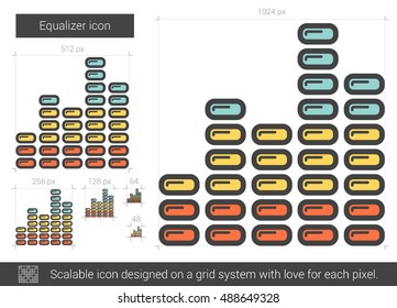 Equalizer vector line icon isolated on white background. Equalizer line icon for infographic, website or app. Scalable icon designed on a grid system.