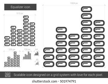 Equalizer vector line icon isolated on white background. Equalizer line icon for infographic, website or app. Scalable icon designed on a grid system.