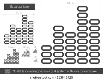 Equalizer vector line icon isolated on white background. Equalizer line icon for infographic, website or app. Scalable icon designed on a grid system.