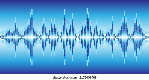 equalizer wave vector illustration design. Blue white color gradient background sound element