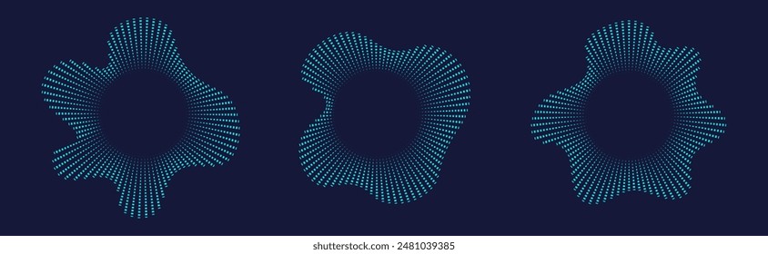 Conjunto de diseño de iconos de Vector de ecualizadores. Símbolo musical, sonido circular ondas círculos. Espectro radial
