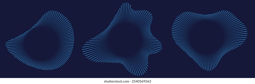 Entzerrer, Vektorsymbol-Design-Set. Musiksymbol, Kreisförmige Schallwellen Kreise. Radialspektrum	
