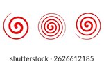 Equally spaced red spiral line pack, editable stroke path vector illustration eps 10