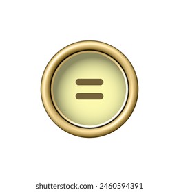 Equals sign. Vintage golden typewriter button.