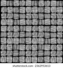 equal-sided texture of weaving black and white background of square elements in doodle style