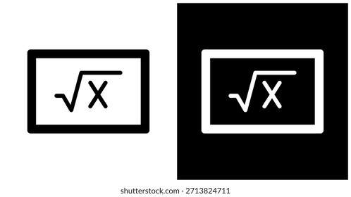 Equation Board Icon Set In White And Black Background