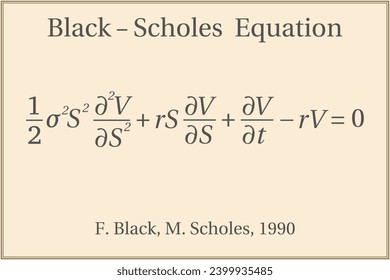 Black–Scholes equation. Education. Science. Formula. Vector illustration.