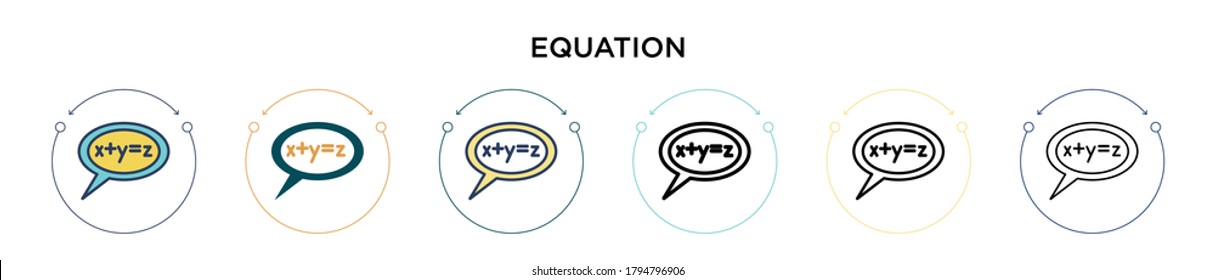 Equation icon in filled, thin line, outline and stroke style. Vector illustration of two colored and black equation vector icons designs can be used for mobile, ui, web