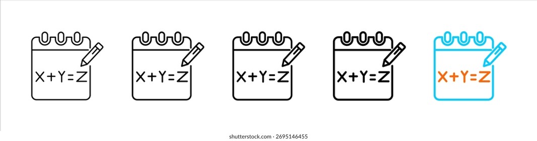 equation icon set multiple style collection
