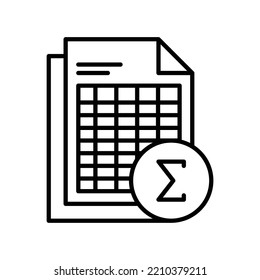 Equation Icon For Spreadsheet Document In Black Outline Style