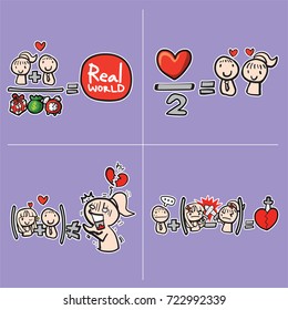 Equation of love vector illustration 2.
This is concept vector of love. This graphic illustration also represents simple formula of love & passion between a man and a woman.