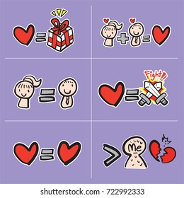 Equation of love vector illustration 6.
This is concept vector of love. This graphic illustration also represents simple formula of love & passion between a man and a woman.