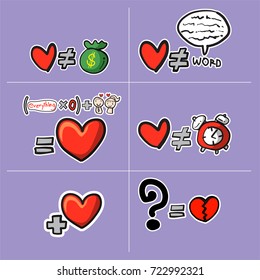 Equation of love vector illustration 8.
This is concept vector of love. This graphic illustration also represents simple formula of love & passion between a man and a woman.