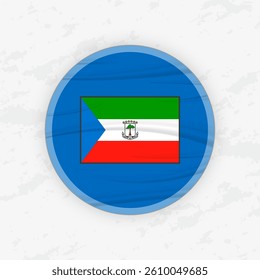 Equatoguinean Flag in a Circular Emblem Design, Abstract Round Sticker Illustration. This high-quality vector graphic is perfect for use in patriotic designs, international events, sport competitions.