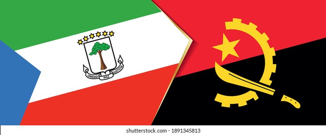 Banderas de Guinea Ecuatorial y Angola, dos banderas vectoriales símbolo de relación o enfrentamiento.