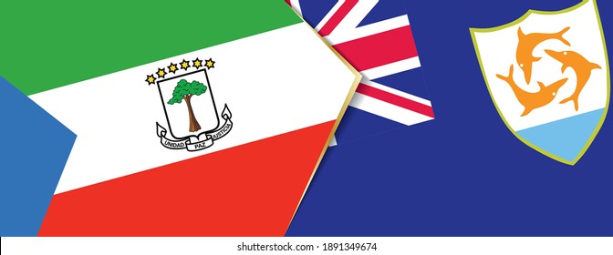 Banderas de Guinea Ecuatorial y Anguila, dos banderas vectoriales símbolo de relación o enfrentamiento.