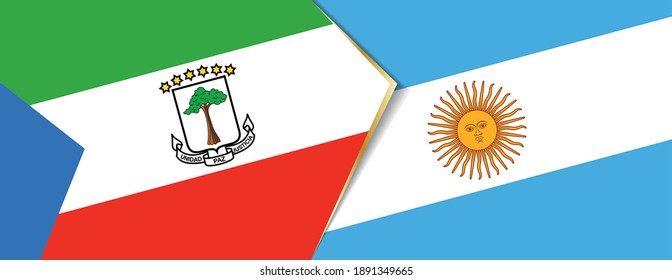 Äquatorialguinea und Argentinien Flaggen, zwei Vektorflaggen Symbol für Beziehung oder Konfrontation.