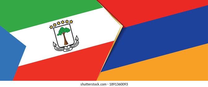 Banderas de Guinea Ecuatorial y Armenia, dos banderas vectoriales símbolo de relación o enfrentamiento.