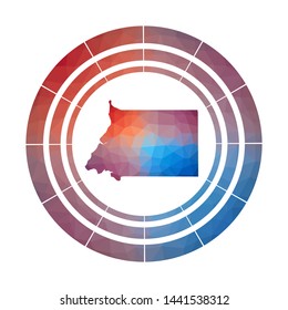 Equatorial Guinea badge. Bright gradient logo of country in low poly style. Multicolored Equatorial Guinea rounded sign with map in geometric style for your infographics.