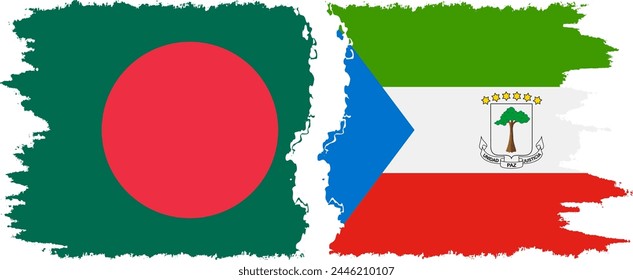 Equatorial Guinea and Bangladesh grunge flags connection, vector