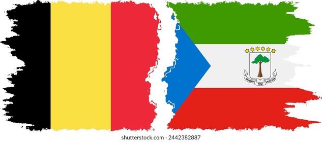 Equatorial Guinea and Belgium grunge flags connection, vector