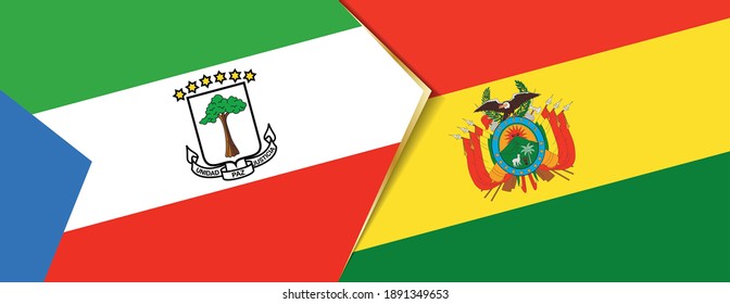 Equatorial Guinea and Bolivia flags, two vector flags symbol of relationship or confrontation.