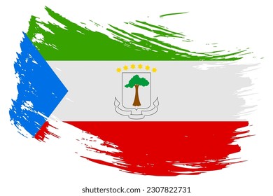 Equatorial Guinea brush stroke flag vector background. Hand drawn grunge style Republic of Equatorial Guinea painted isolated banner.