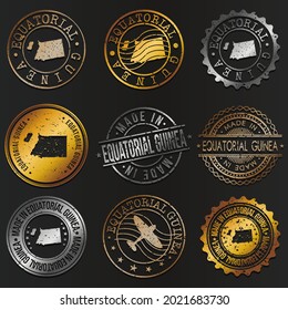 Equatorial Guinea Business Metal Stamps. Gold Made In Product Seal. National Logo Icon. Symbol Design Insignia Country.