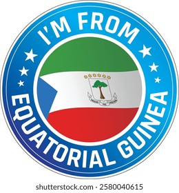 I'm From Equatorial Guinea. Can be used as a sticker or a badge on bikes, helmets, cars, tail box on bikes, suitcase, backpacks, keychains and more.