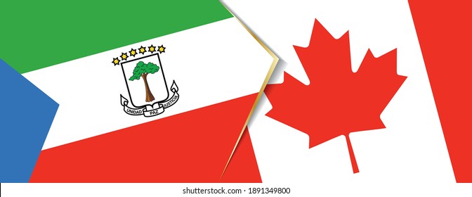 Equatorial Guinea and Canada flags, two vector flags symbol of relationship or confrontation.