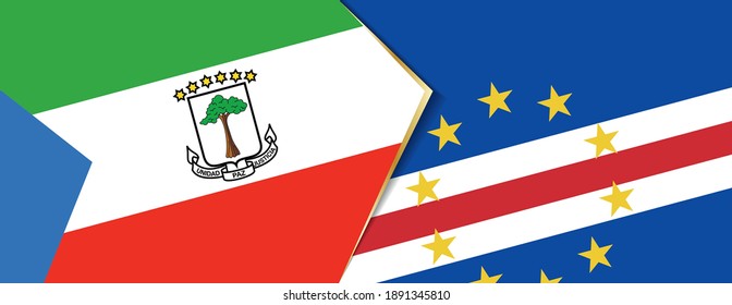 Equatorial Guinea and Cape Verde flags, two vector flags symbol of relationship or confrontation.