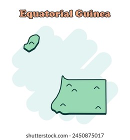 Icono de mapa de Guinea Ecuatorial en color de dibujos animados en estilo cómico. Pictograma de ilustración de Country. Nation geography atlas concepto de negocios.	